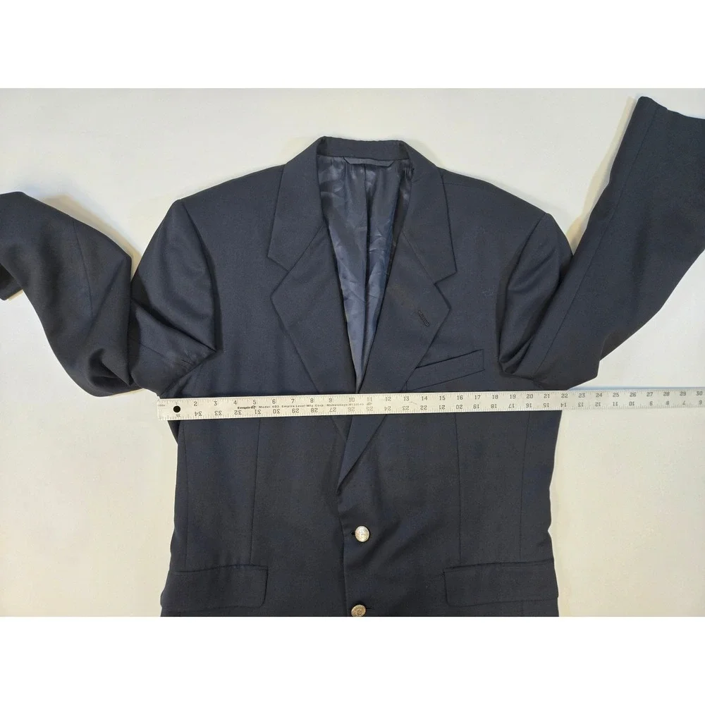 Hickey Freeman Barneys New York‎ Navy Wool Blazer Boardroom Gold Buttons 42R USA